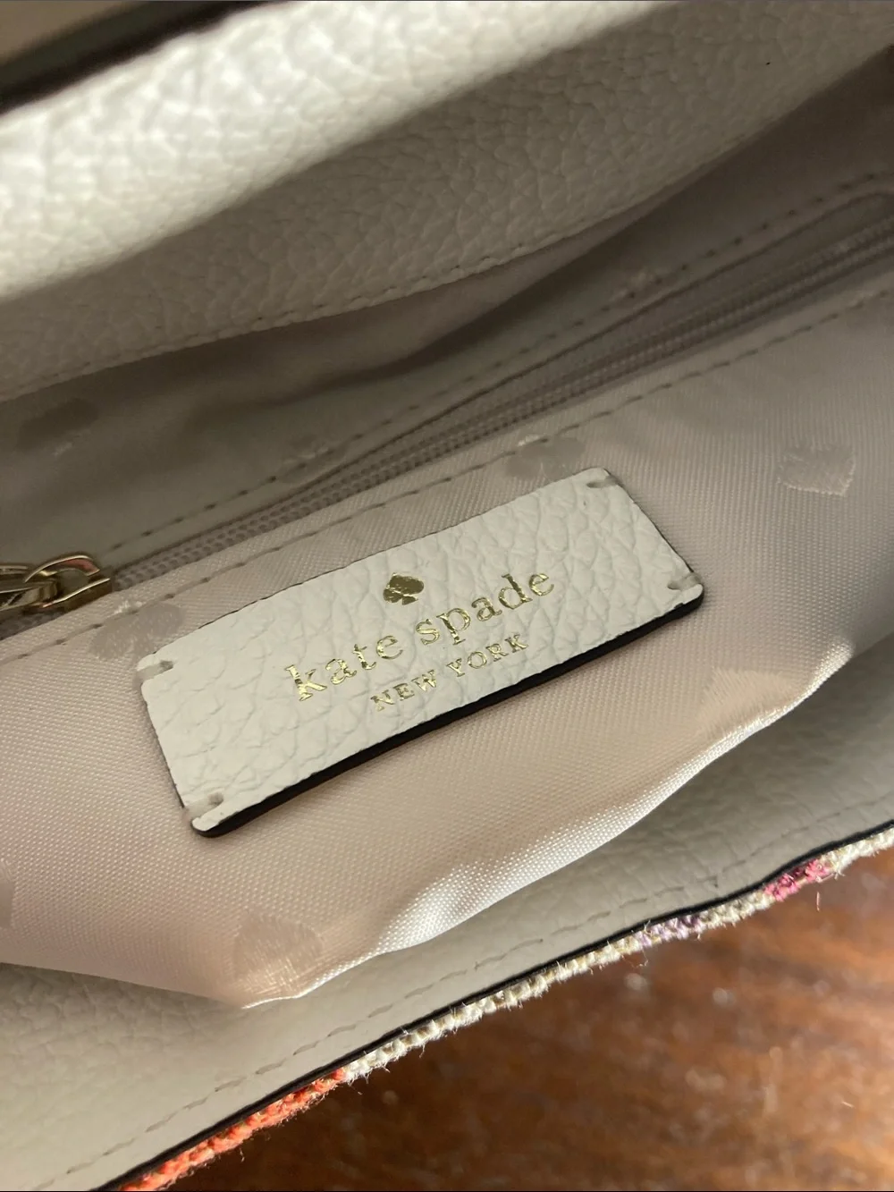 kate spade White Leather Backpack with Multicolor Stripe Front